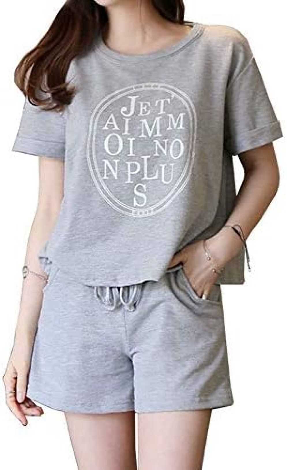 ルームウェア レディース パジャマ 半袖 上下セット かわいい 夏 服 女性 部屋着 便利服 コットン シンプル 家着 快適 通気性 ゆったり 柔らかく トレーニング スポーツ 調節可能 ウェア