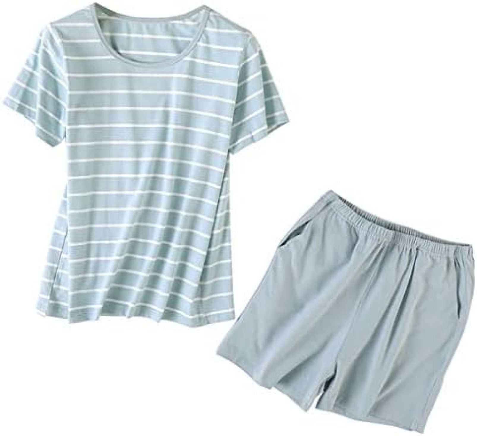 ルームウェア 上下セット 半袖 半ズボン ショートパンツ ボーダー パジャマ 部屋着 綿 レディース
