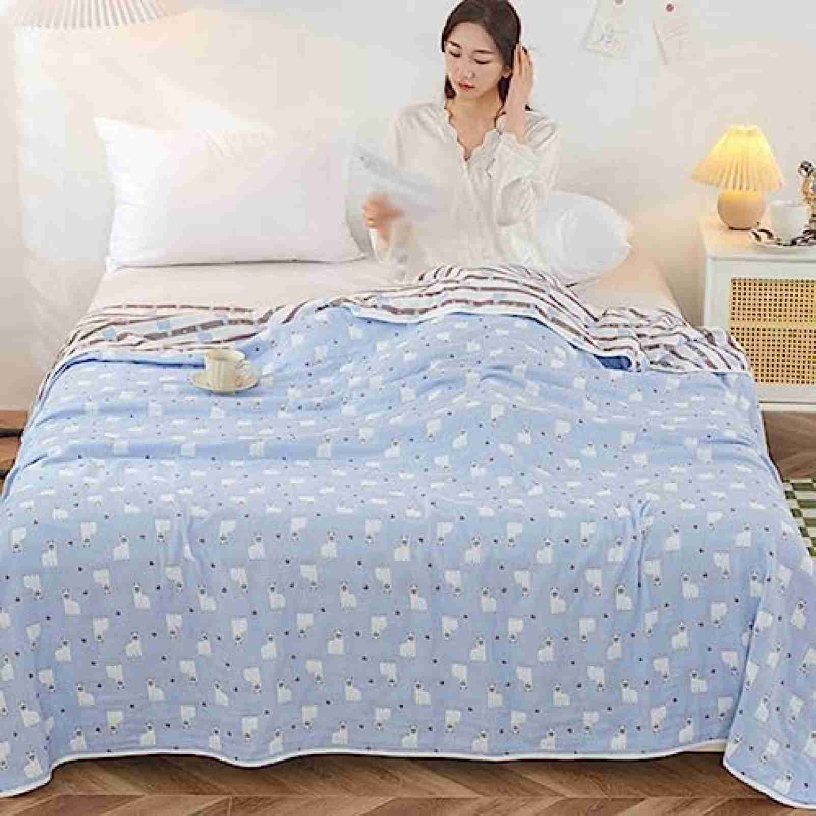 ガーゼケット シングル 綿100% 6重織 ガーゼ 丸洗い 洗濯可 6重織ガーゼケット 冷感 タオルケット キルトケット 吸湿発散性 プリント 夏 速乾 接触冷感オールシーズン プレゼント 花柄 クマ