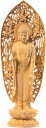 阿弥陀如来 仏像 阿弥陀如来像 舟形立像 柘植の木 木彫り 蓮華座 戌・亥年生まれ 厄除け 十二支守り本尊 繁樓藝雕(高さ23cm×巾6.5cm×奥行6.5cm) (飛天光背)