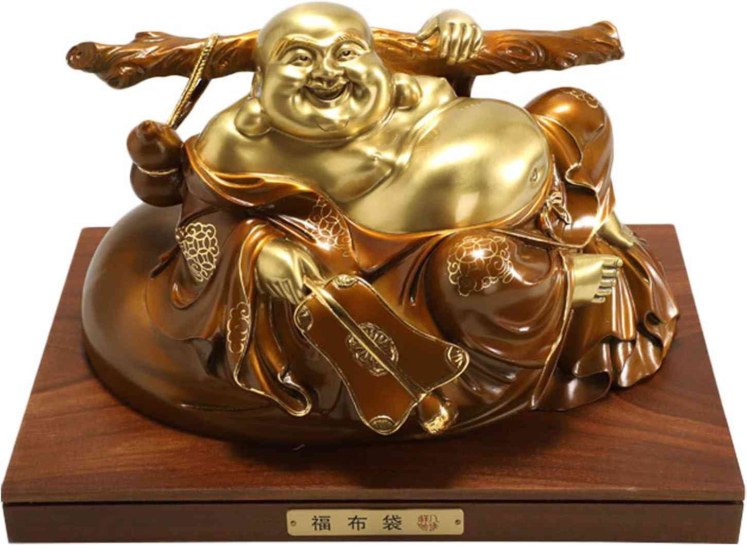 仏像 布袋和尚 七福神 銅製 縁起物 玄関置物 開運招福 商売繁盛 無病息災 五穀豊穣 子孫繁栄 (高さ16.5cm×巾11.5cm×奥行11cm) (銅)