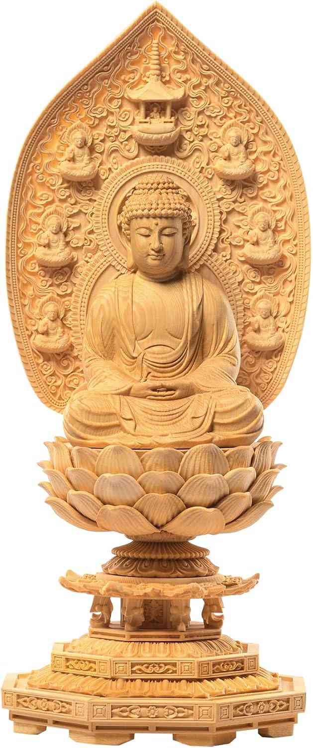 仏像 釈迦如来 曹洞宗 ご本尊 釈迦如来像 木彫り 仏壇仏像 桧木製 飛天光背 蓮華座 祈る 厄除け 繁樓藝..