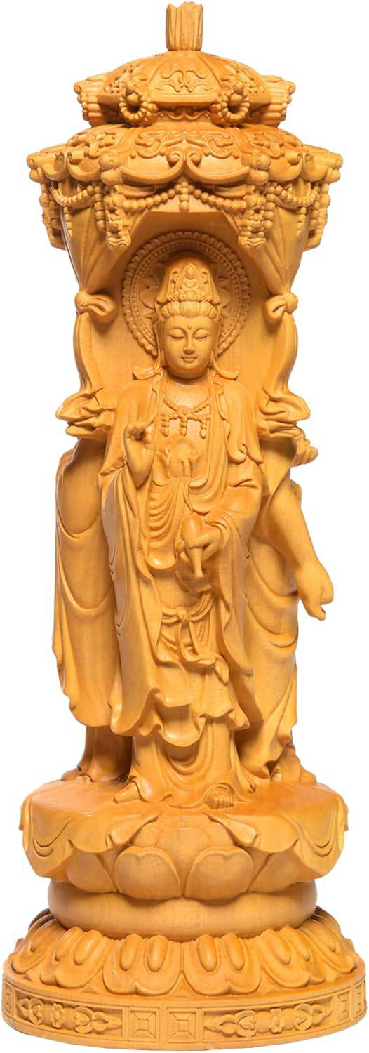 仏像 阿弥陀如来 地蔵菩薩 観音菩薩 仏壇仏像 柘植の木 木彫り 置物 祈る 厄除け （高さ19cm×巾7.5cm×奥行7.5cm）(原木)