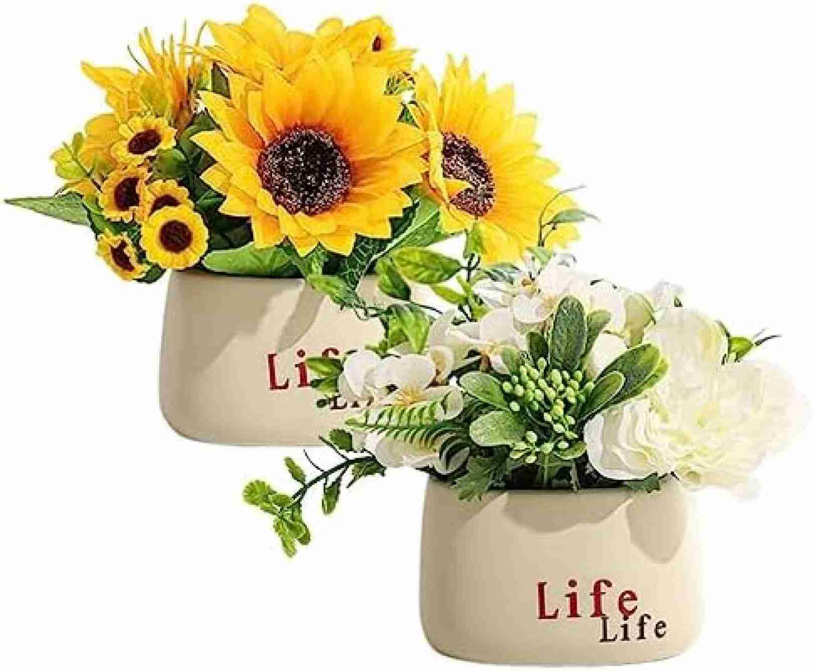 2個 造花 インテリア 花瓶付き 枯れない花 アートフラワー 人工観葉植物 光触媒 卓上 家庭 飾り 装飾 玄関 ギフト プレゼント お見舞い 事務所 喫茶店 結婚式 パーティー インテリアグリーン