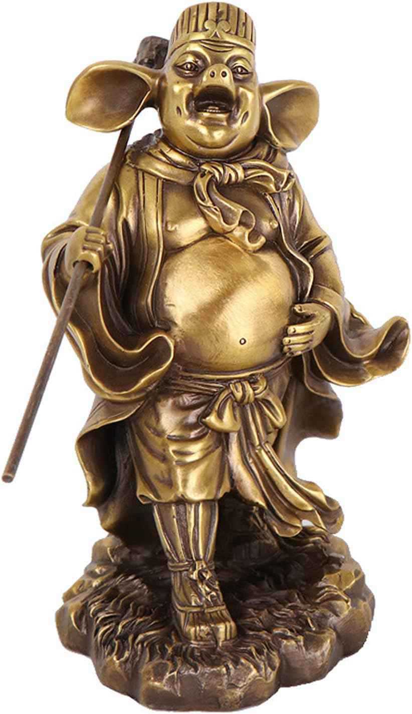 『西遊記』猪八戒 立像 置物 銅製 中国神話人物 風水グッズ お守り 開業のギフト 開運置物 縁起物 工芸品 装飾品 中国銅器 総高24cm