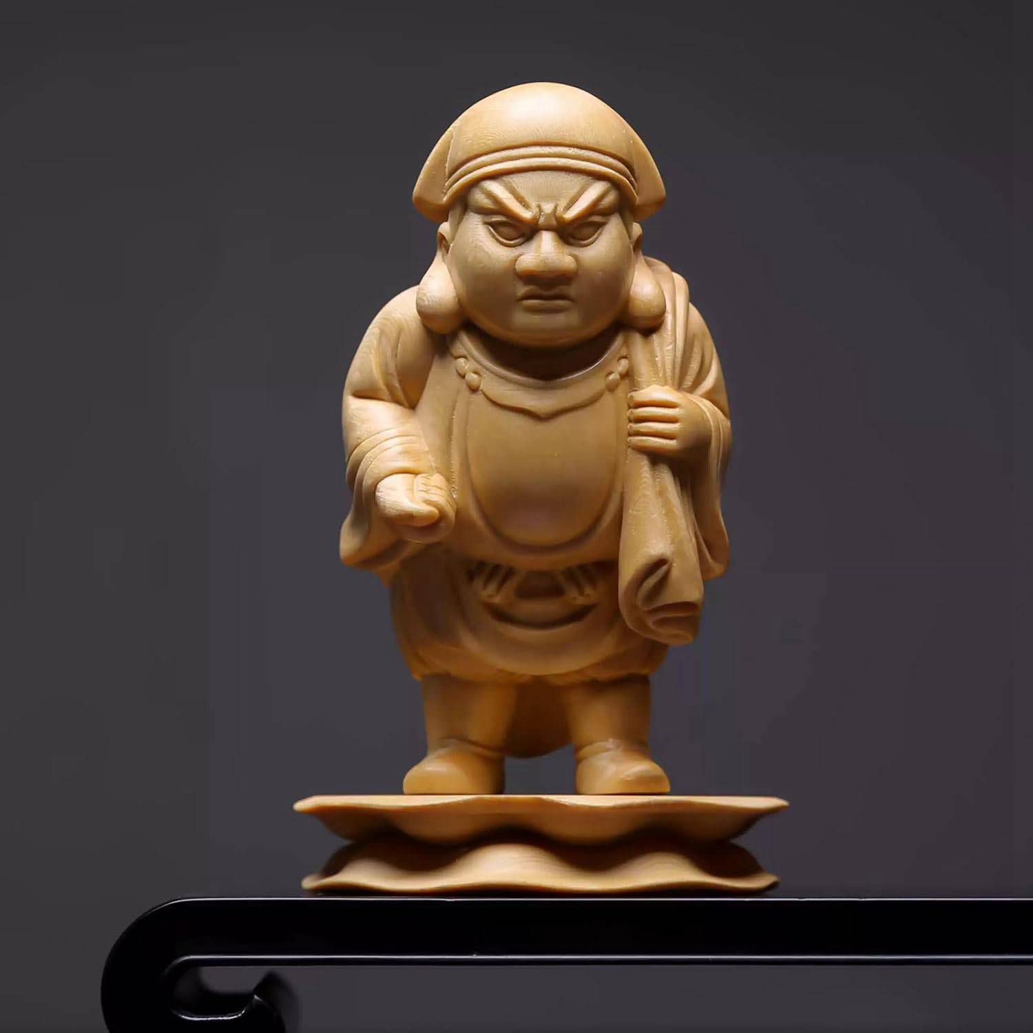 木彫りの仏像 開運大黒天 総高約18cm 桧木製高級木彫り 七福神 置物 縁起物