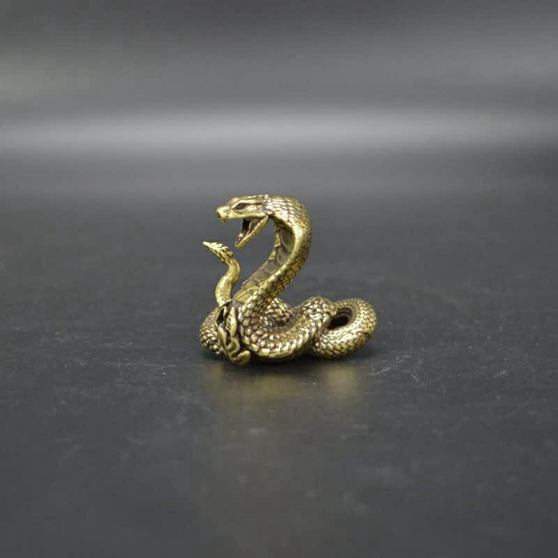 干支 へび 蛇 十二支 巳年 真鍮製 小さな 置物 風水グッズ お守り 飾り物 縁起物 古美色（4 x 4 x 3 cm）