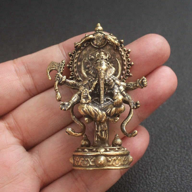 歓喜天 単身坐像 64mm（真鍮製）＿聖天 ガネーシャ ミニチュア仏像 銅器 置物