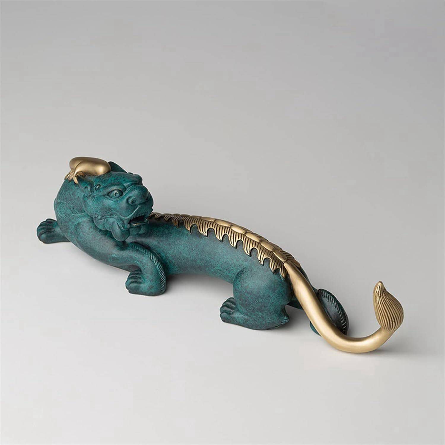 神棚の里 神具 銅製「有角古代ヒキュウ(貔貅)」 魔よけアイテム [風水/インテリア/開運祈願/金運祈願/招財置物/飾り物/開運]四方から財が来る