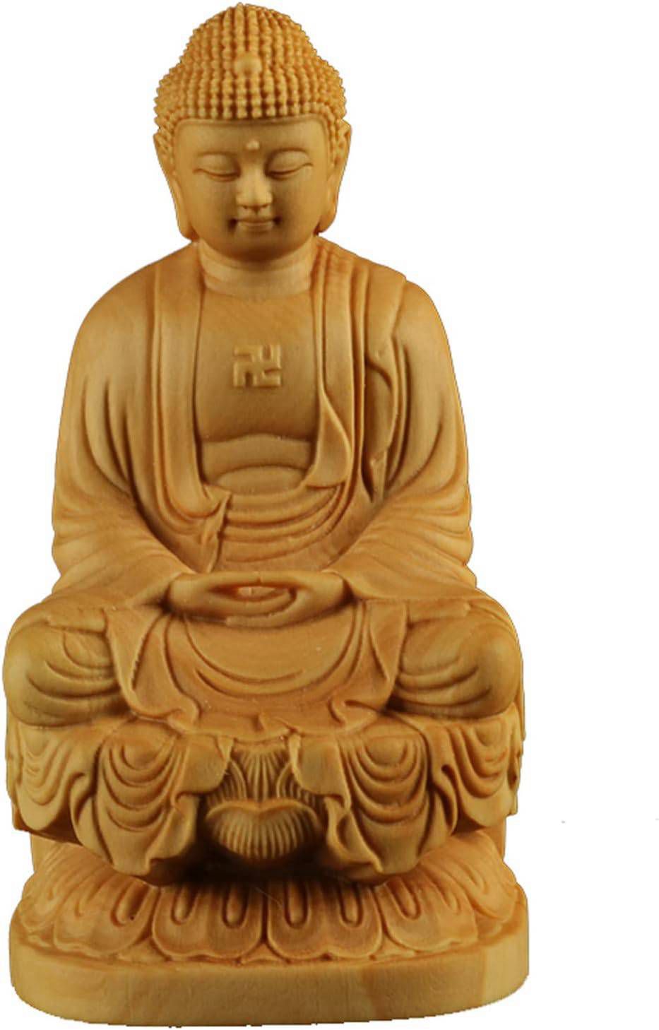 木彫り 仏像 釈迦如来坐像 高級天然ツゲ木彫り釈迦牟尼仏像＿『曹洞宗・臨済宗・天台宗』仏陀 像 お釈迦様 置物 仏像 フィギュア(Size:10cm)