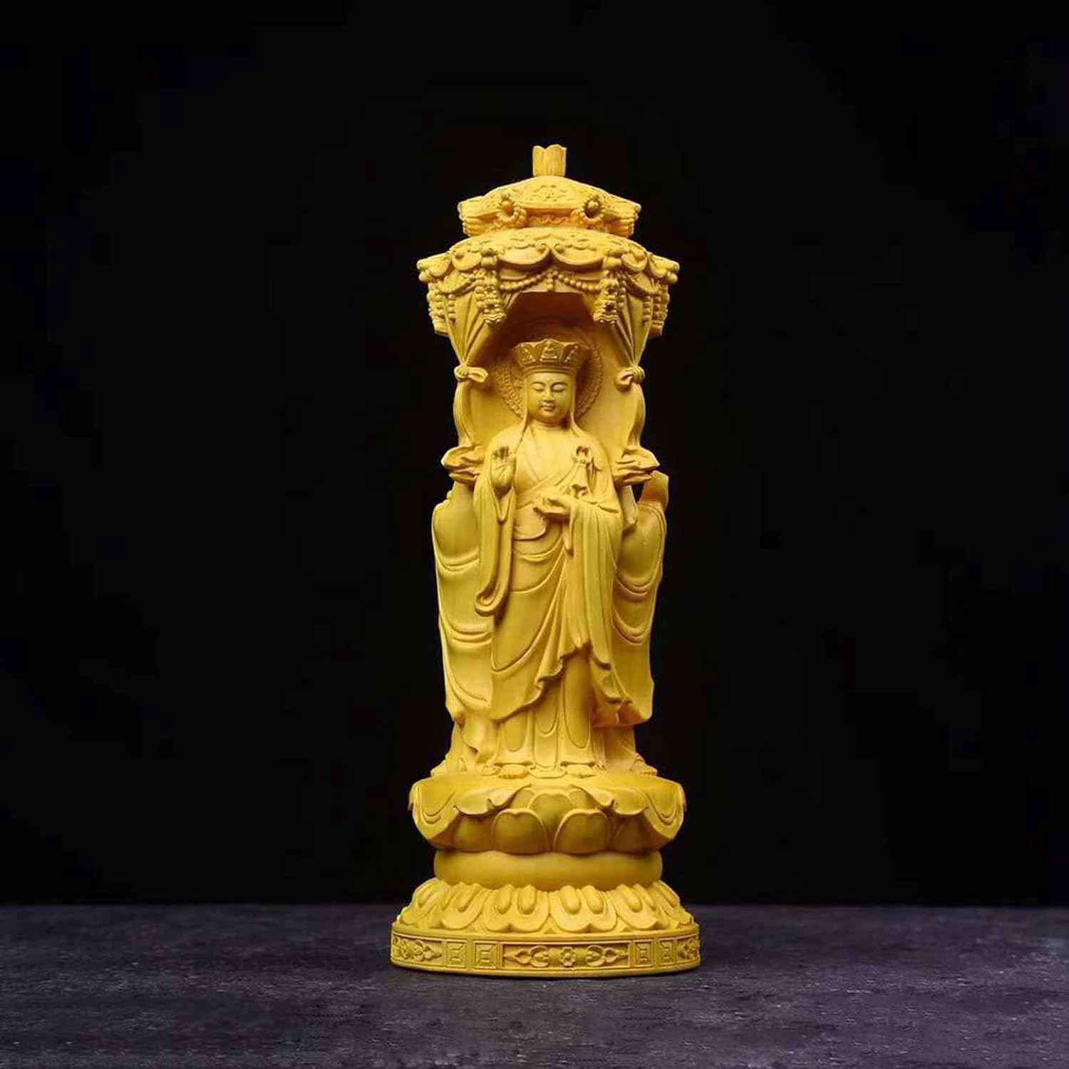 仏像 木彫り 置物 観音菩薩 地蔵菩薩 阿弥陀如来 厄除け 十二支守り本尊 守護仏 黄楊(柘植) 自然素材で作った 娑婆三聖 (高さ20m×奥行8cm)