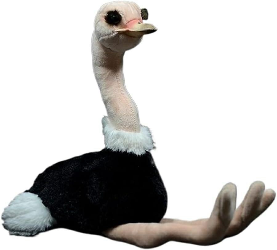 ぬいぐるみ ダチョウ 抱き枕 駝鳥 動物 置物 肌触り良い リアル 昼寝枕 柔らか 背あて 添い寝 可愛い 縫い包み ふわふわ もちもち 癒し系 贈り物 七五三 ブラック こどもの日 クリスマス プレ