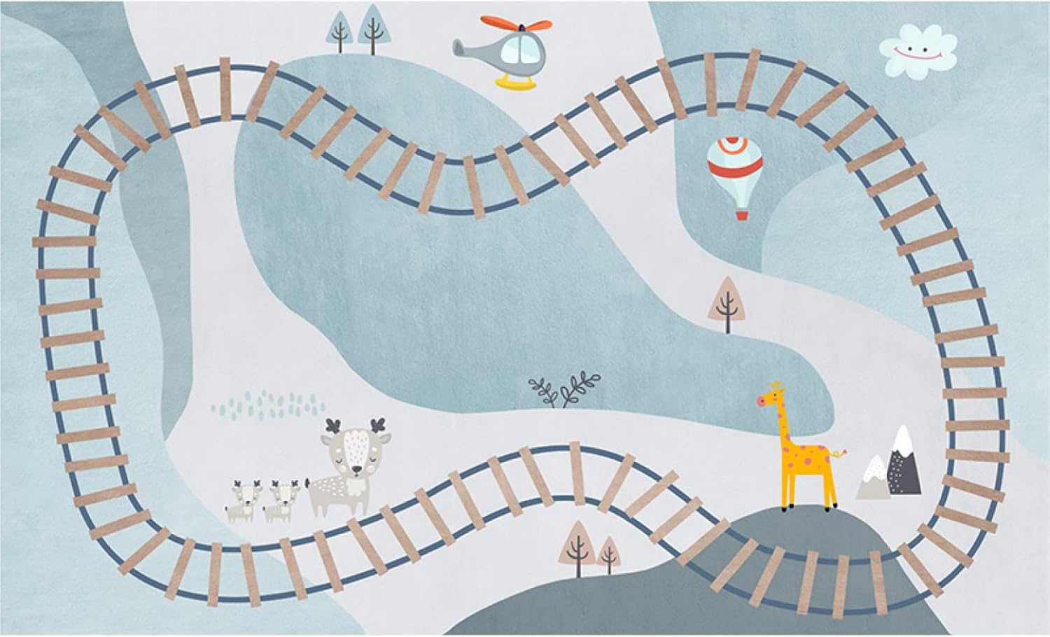 洗えるラグ カーペット 長方形 子供部屋 キッズラグ 道路柄 大きいサイズ 子供用 80*160cm カラー 女の..