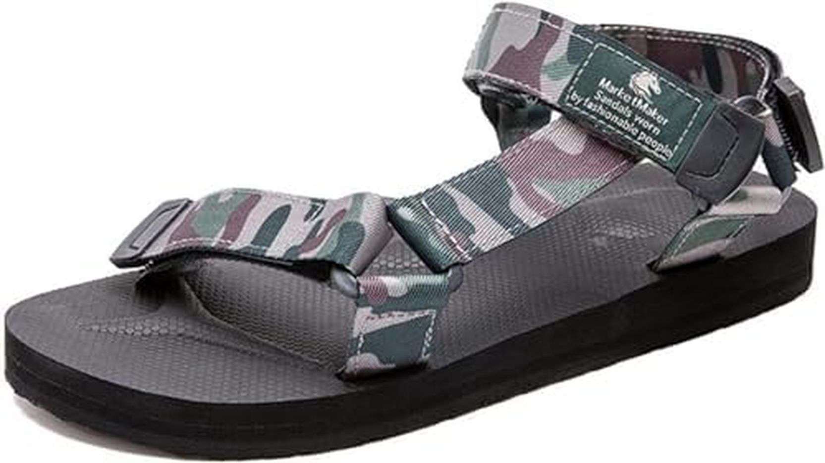 サンダル 外履き スポーツサンダル メンズ 迷彩 カモフラ柄 アウトドア 防滑 ビーチサンダル カジュアル ベルクロ 通気性 軽量 ウォーキングサンダル ジョギング ビーサン 水陸両用サンダル 夏用