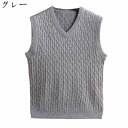 セーターベスト ニットベスト メンズ Vネック 春秋 秋服 暖かい ケーブル編み おしゃれ かっこいい ゆったり 着回し 重ね着 ノースリーブ ベスト セーター...
