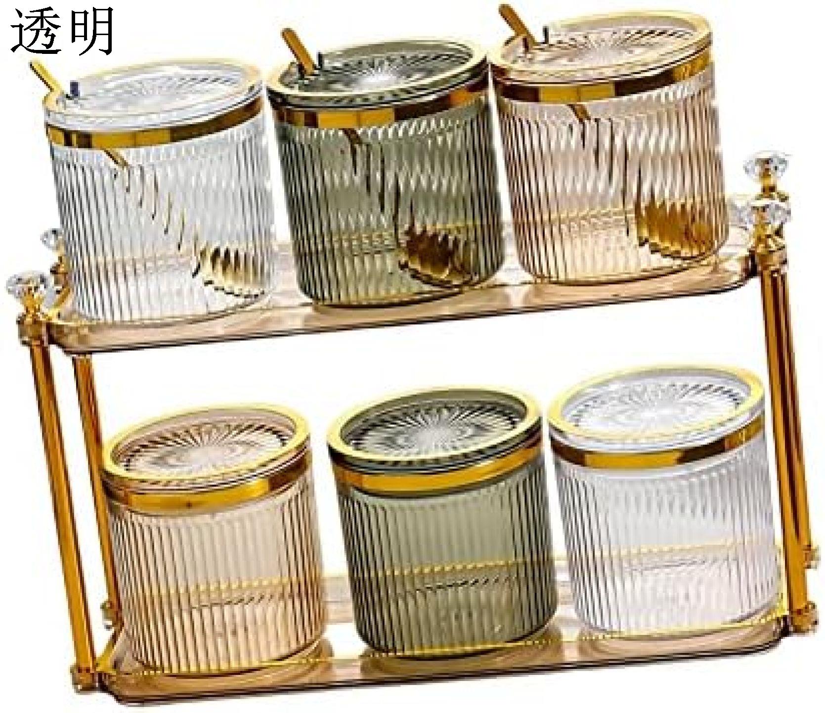 調味料瓶 キッチンスパイス瓶 キッチンカウンター 蓋とスプーン付き 多機能 食品容器 シュガータンク キッチン ホーム用 2層