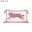 クッションカバー 30x50cm 4枚セット 北欧 フリル タッセル おしゃれ リネンっぽい 座布団カバー 抱き枕カバー 枕カバー ソファ背当て 耐久性 洗濯可...