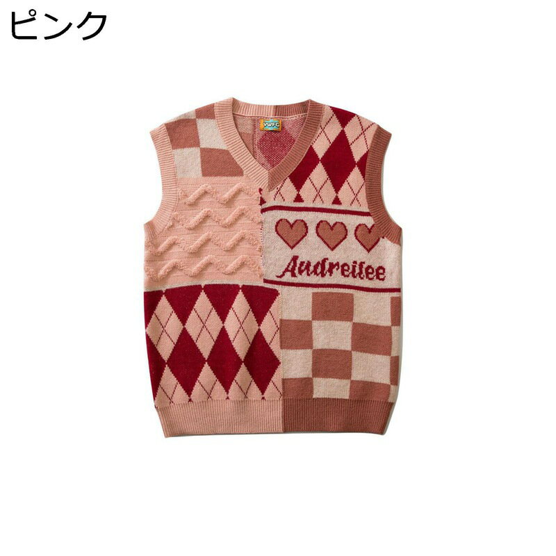 ニットベスト セーターベスト メンズ 秋冬 春服 チェック柄 着回し 快適 大きいサイズ L ゆった