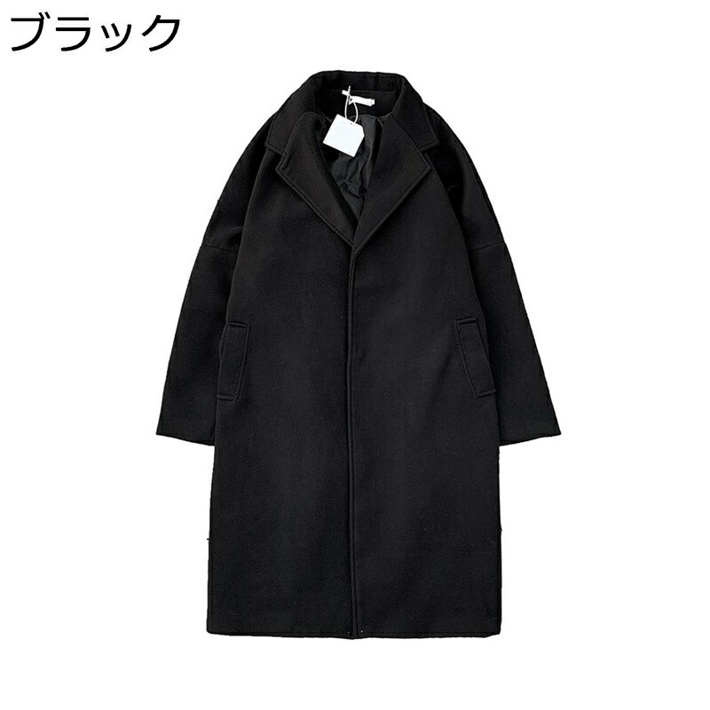 チェスターコート トレンチコート メンズ レディース ロング丈 ゆったり 大きいサイズ 2XL 秋冬 厚手 防寒 防風 暖かい ラシャコート カジュアル 通勤 お出かけ かっこいい 韓国 ベルト付き ブラック
