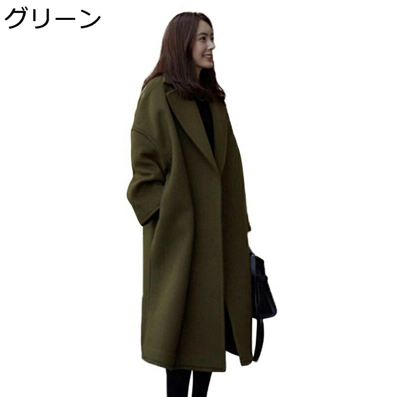 メルトンコート チェスターコート レディース ゆったり 着痩せ 大きいサイズ 2XL 秋冬 厚手 ラシャ 防寒 防風 暖かい ロング丈 トレンチコート カジュアル 通勤 お出かけ きれいめ 上品 無地 ブラック