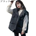 ダウンベスト 中綿ベスト レディース 学生 秋冬 中綿 防風 厚手 スタンドカラー ジッパー ポケット ノースリーブ ウルトラライト ゆったり 大きいサイズ ベスト 無地 可愛い ファッション ハイキング 普段使い(4)