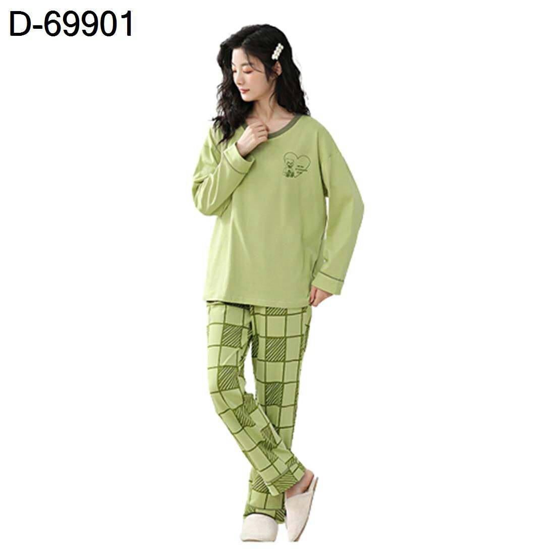 パジャマ レディース 長袖 秋 M〜3XL 薄手 綿製 丸襟 プルオーバー 可愛い ルームウェア 柔らかい 上下セット ゆったり 通気性 吸湿速乾 四季用 女性パジャマ 学生 寝間着 部屋着 外出便利服