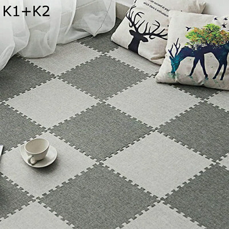 綿麻 ジョイントマット 抗菌 防臭 汚れ防止 衝撃を吸収し 滑り止め ケガ防止 弾力良く グレー1+グレー2 北欧 クッションマット 洗える 掃除ラクラク 柔らかい 冷房対策 床暖房対応 30*30*0.6cm(10枚) 子供部屋 ペット用