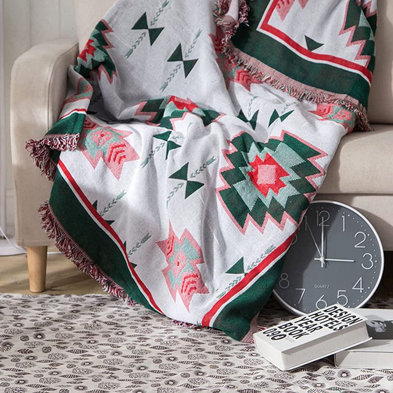 マルチカバー 幾何柄 230×250CM 両面使える フリンジ付き 北欧 ソファ 大判 長方形 ソファカバー 1人掛け 2人掛け 3人掛け おしゃれ 水洗い キズ防止 犬猫対策 毛布 ペットカバー 保護カバー 四季通用 [2]