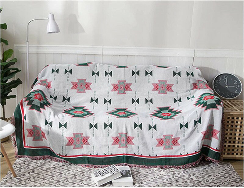 マルチカバー 幾何柄 230×250CM 両面使える フリンジ付き 北欧 ソファ 大判 長方形 ソファカバー 1人掛け 2人掛け 3人掛け おしゃれ 水洗い キズ防止 犬猫対策 毛布 ペットカバー 保護カバー 四季通用 [3]