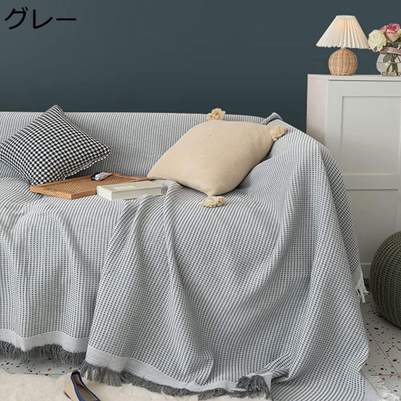 マルチカバー 正方形 長方形 北欧風 ソファ 大判 180×230CM イエロー 両面使える フリンジ付き 無地 ソファカバー 1人掛け 2人掛け 3人掛け おしゃれ 洗える オールシーズン キズ防止 犬猫対策 毛布 ペットカバー 保護カバー [3]