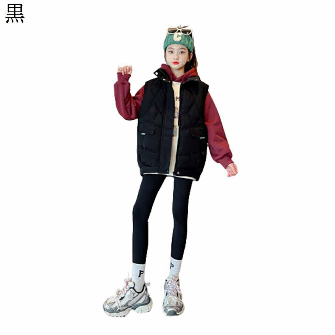 楽天スマイルShop子供服 ノースリーブ 中綿ベスト 立ち襟 無地 春秋冬 暖かい 保温 上着 男女兼用 ダウンベスト アウター ジップアップ 防寒 キッズ ベスト パーカー アウトドアウェア 普段着 部屋着 登山 通学 通園 お出かけ