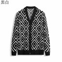 カーディガン メンズ ニット セーター vネック 秋服 長袖 アーガイル ジャケット カジュアル ビジネス ゆったり おしゃれ 人気 大きいサイズ トップス オ...