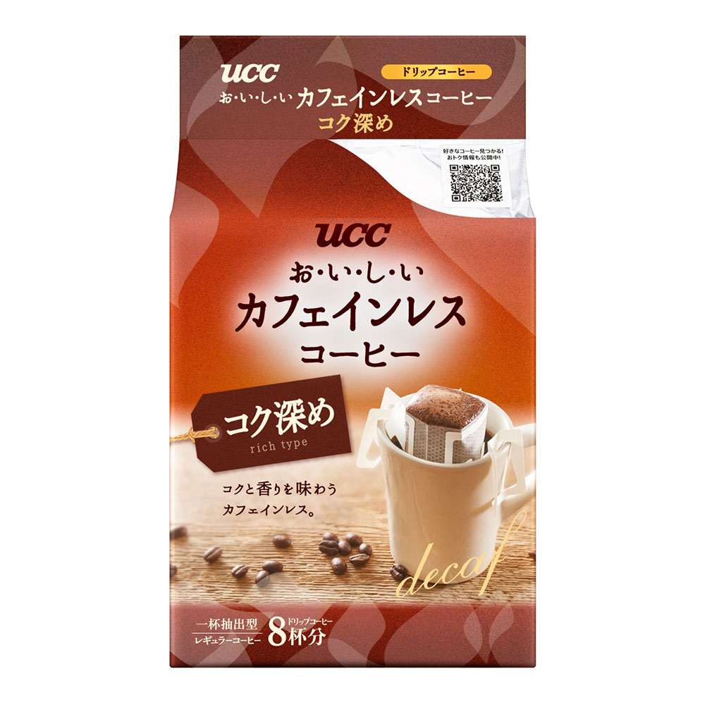 UCC おいしいカフェインレスコーヒードリップコーヒーコク深め 7g×8p×6袋