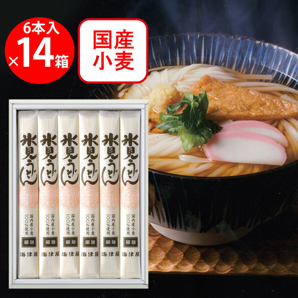 海津屋 氷見うどん 細麺 国内産小麦100％使用 6本入 1200g×14個 うどん 麺 乾麺 饂飩 夜食 軽食 年末年始 時短 手軽 簡単 美味しい