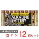 アルカリ乾電池レギュラー　単4　10P 日用品 ノンフード×12個 長持ち LR03 HP 1.5V 10年保存 水銀 不使用 水銀0 ゼロ 単一 電池 10本 防災 備蓄 まとめ買い