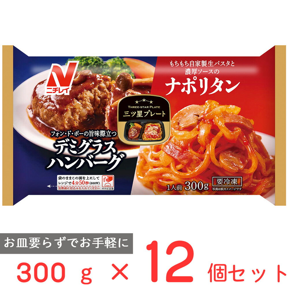 冷凍 ニチレイフーズ 三ツ星プレート デミグラスハンバーグ＆ナポリタン 300g×12個