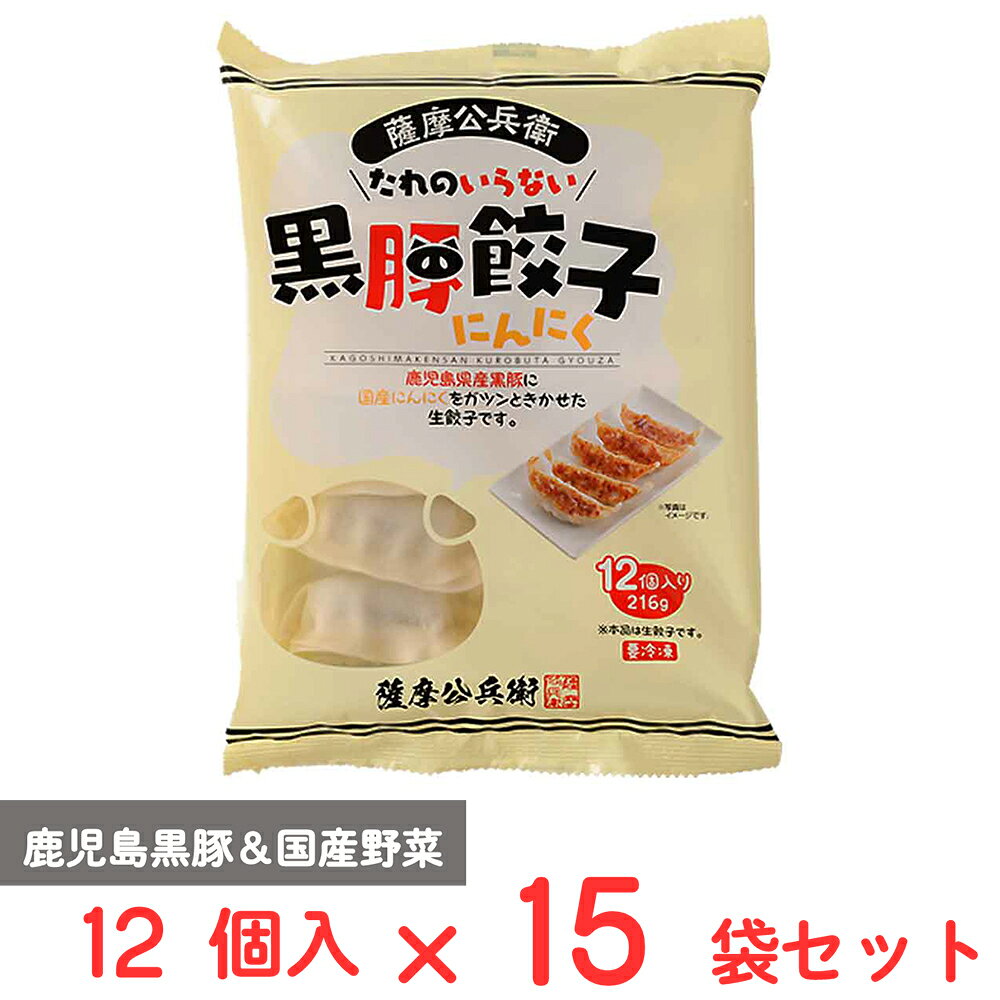 [冷凍] 南給 国産野菜 鹿児島県産豚肉使用 たれのいらない黒豚餃子にんにく 12個入×15袋