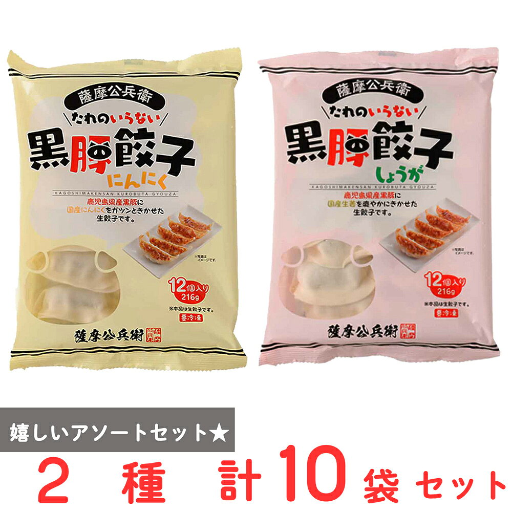 [冷凍] 国産野菜 鹿児島県産豚肉使用 たれのいらない黒豚餃子12個入 2種（にんにく・生姜）各5個