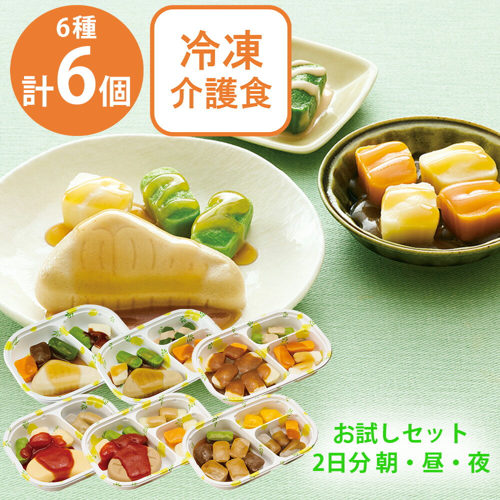 [冷凍] マルハニチロ お試しセット 介護用2日分 朝・昼・夜 6食（白身魚の煮付け・ぶりの照り焼き・ポークカレー・オムレツ・ハンバーグ・すき焼き）