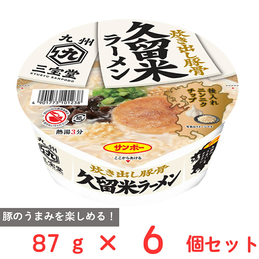 まとめ販売　サンポー食品 九州三宝堂 久留米ラーメン 87g×6個