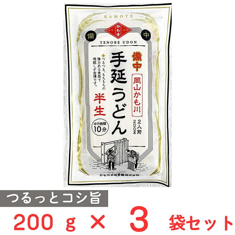 かも川手延素麺 かも川 手延半生うどん 200g×3袋