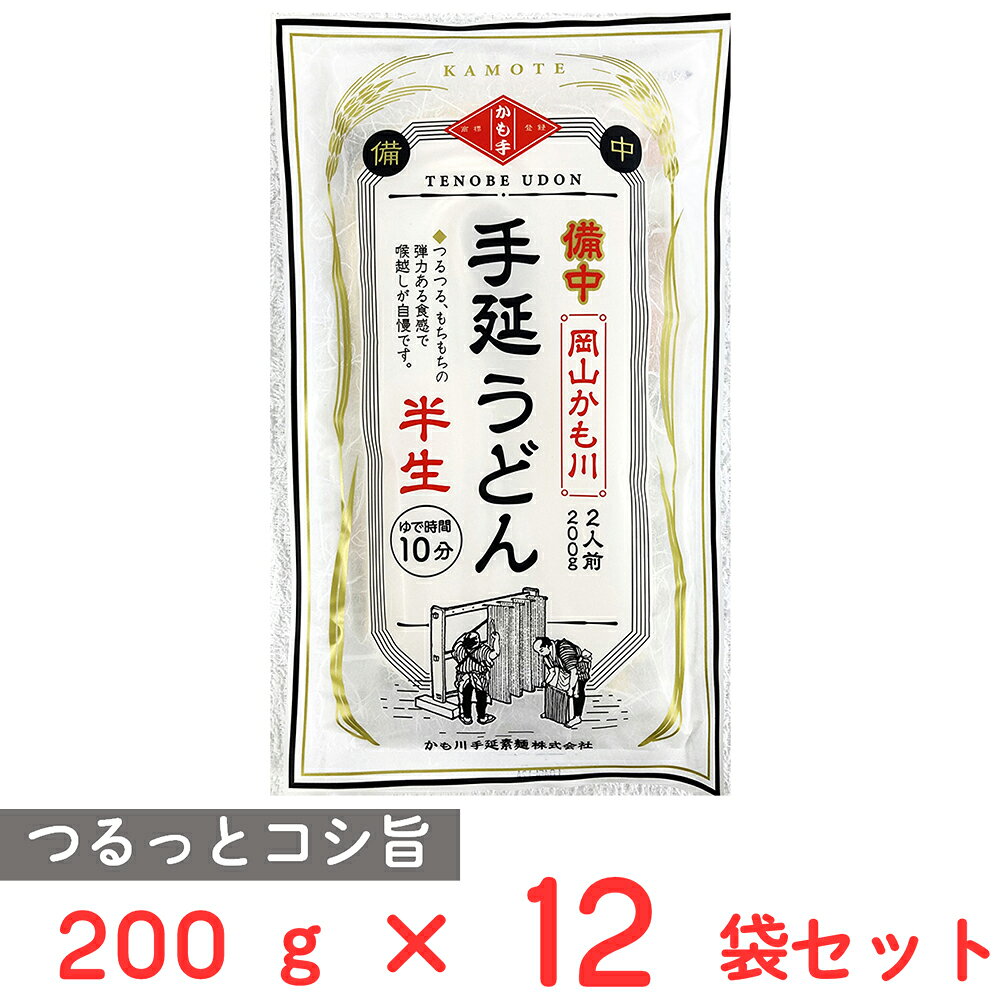 かも川手延素麺 かも川 手延半生うどん 200g×12袋