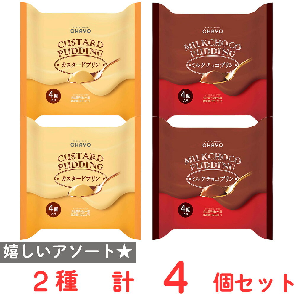 [冷蔵] オハヨー プリン 2種セット（各2個）（カスタード・ミルクチョコ）