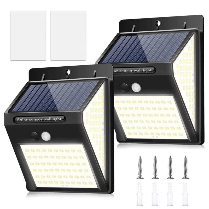 BINGONE ソーラーライト センサーライト ガーデンライト 3面発光 2800mAh IP65防水防塵 屋外照明 大容量 人感センサー 3つ点灯モード 防水 防犯ライト 両面テープ付き 自動点灯 太陽光発電 ガー