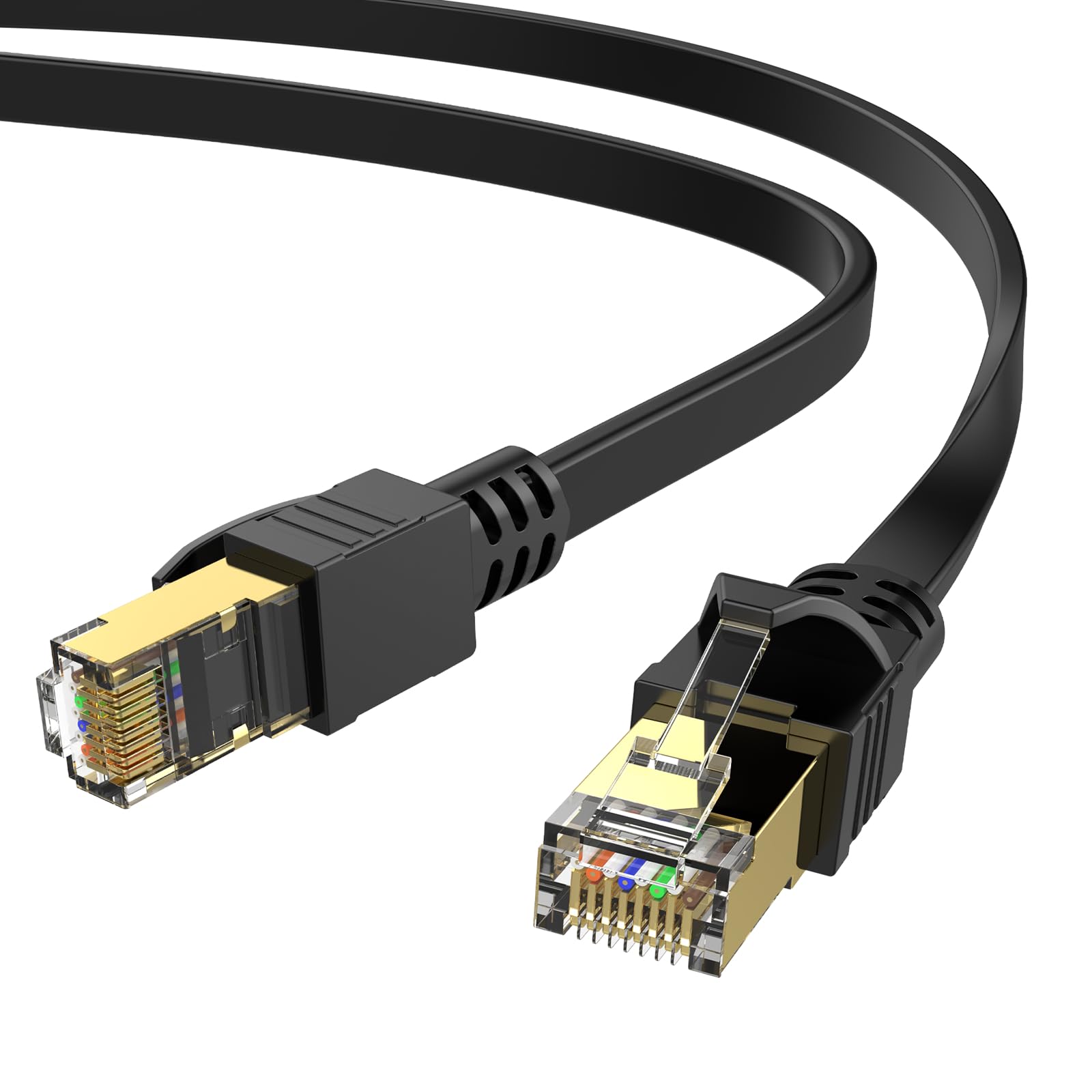 ・規格:CAT8 ・伝送速度:40Gbps ・周波数帯域:2000MHz ・コネクタ形状:RJ45 ・ケーブル形状:フラット ・カラー:ホワイト