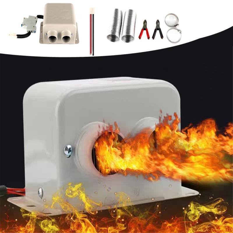 AUSTYLCO 車のヒーター 車載暖房機 車載ファンヒーター ポータブルカーヒーター カーファンヒーター 24V 800W 2穴デミスター 急速加熱 除霜 除霧 ガラス凍結防止 カー用品