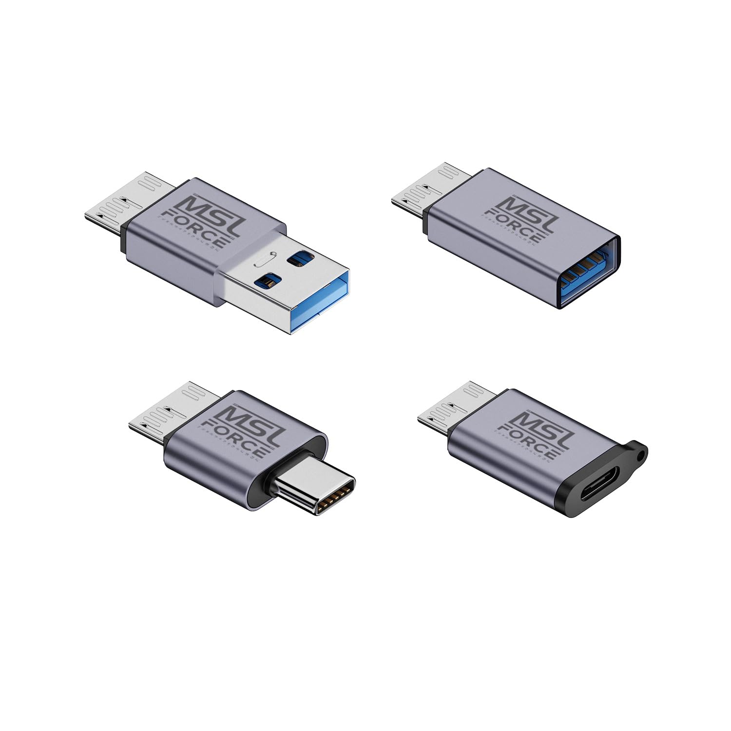 変換アダプタ USB3.0 Micro-B to USB-A USB-C データ転送 SSD HDD 外付け ハードディスクケース 接続用 端子 変換コネクタ オス メス 10Gbps 小型 PC