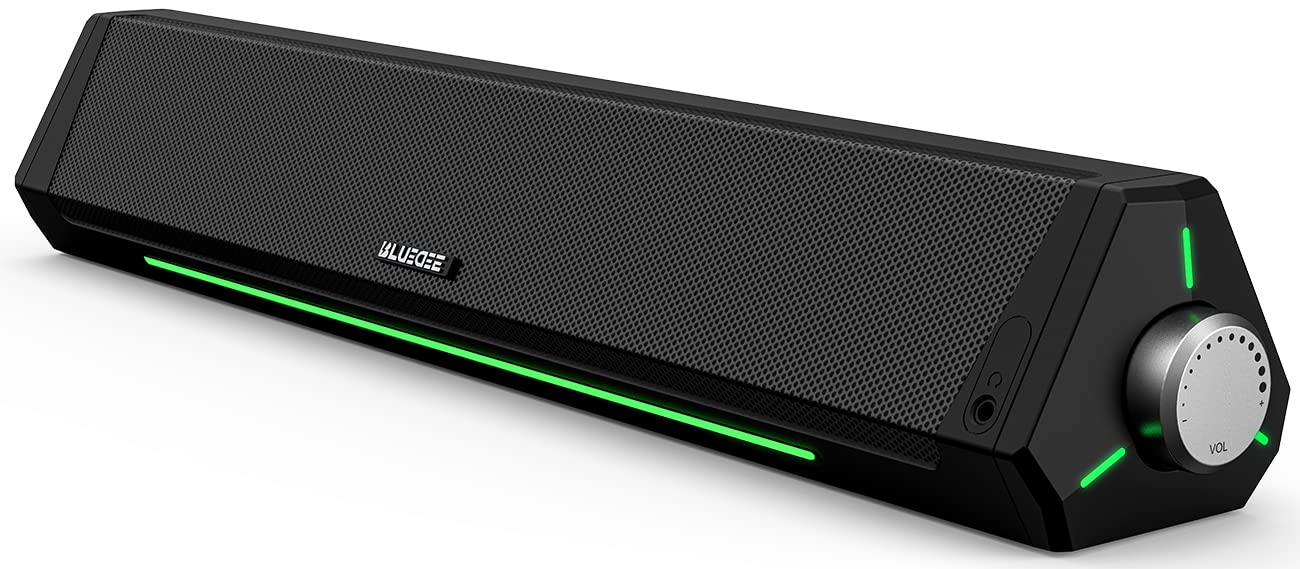 PCスピーカー サウンドバー 小型 軽量 10W USB給電 3.5mm AUX入力 ステレオ ノートパソコン デスクトップ タブレット 対応 RGBライト付き パソコン スピーカー
