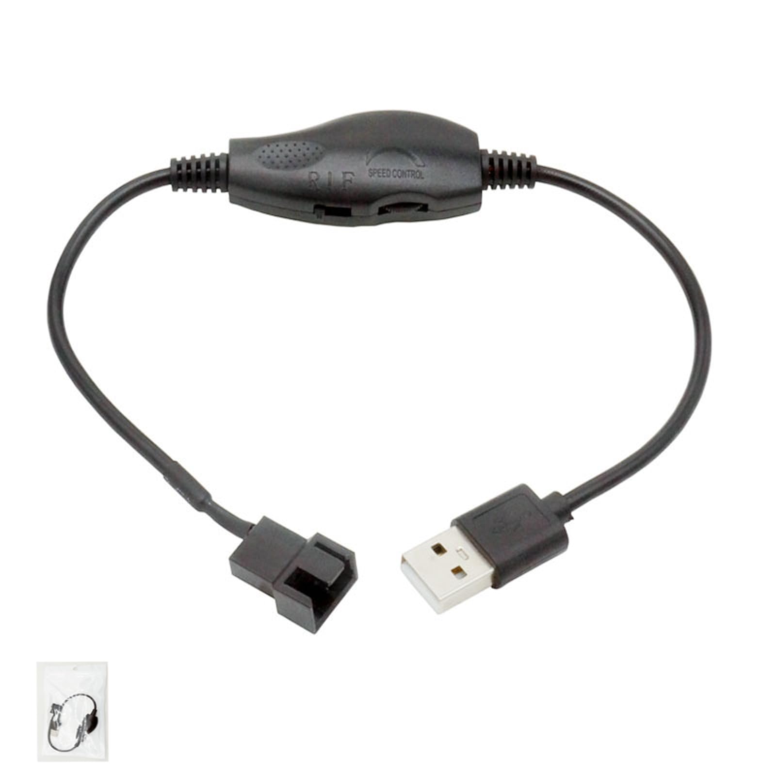 PCファン用 変換ケーブル 変換アダプター USB接続 Type-C DC端子 5V 12V 昇圧 スイッチ付き 調速機能 ブラック