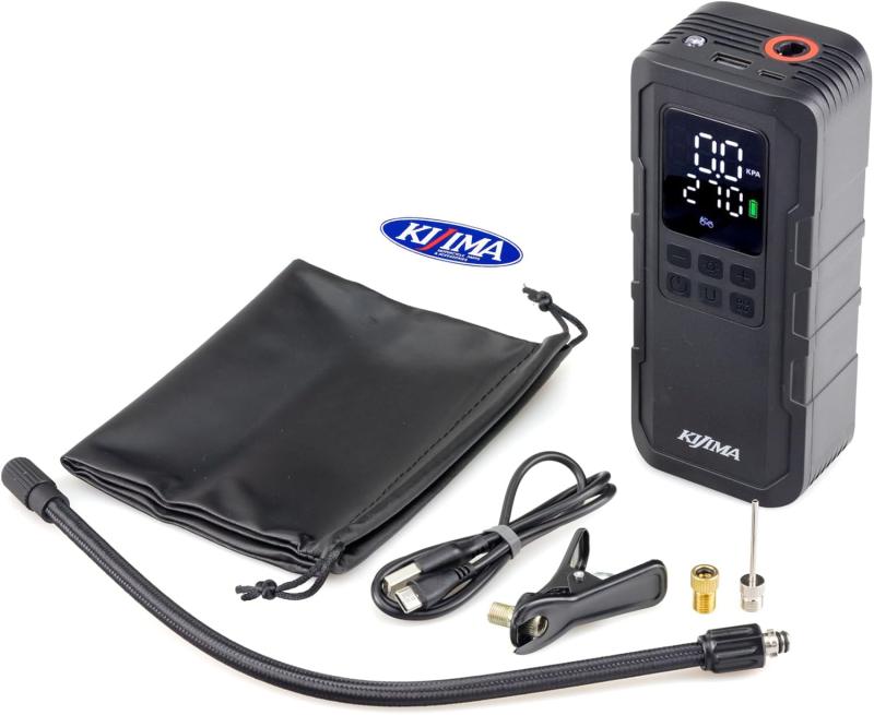 キジマ(Kijima) 電動空気入れ エアーポンプ USB充電式/typeC 自動停止機能 車/バイク/自転車/ボール対応 PSE適合品 スマートエアポンプ